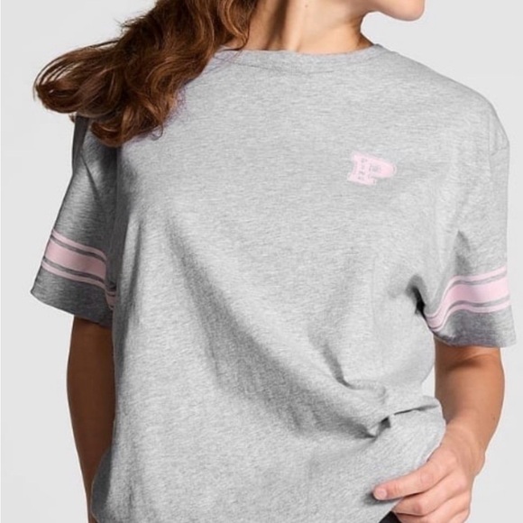 PINK Victoria's Secret Ivy Fleece Campus Light Pink and Heather Grey XL Set NWT - Picture 4 of 5